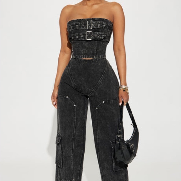 Fashion Nova Other - Black Strapless Denim set